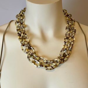 tortoise-look long CHAIN LINK NECKLACE with gold closure